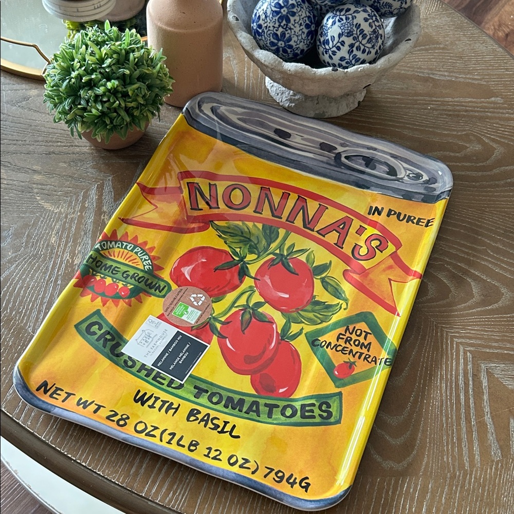 NONNA'S Crushed Tomatoes Decorative Tray - Yellow & Red